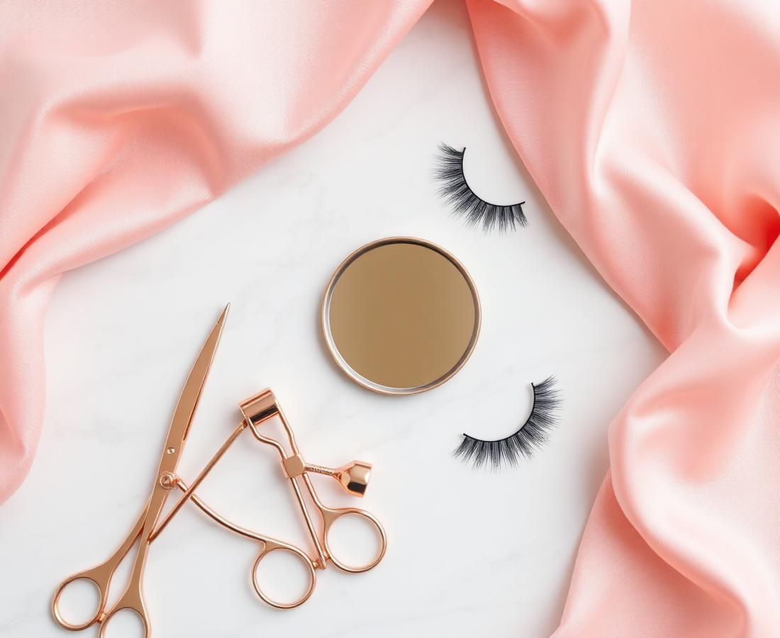 Beauty accessories arranged neatly on marble