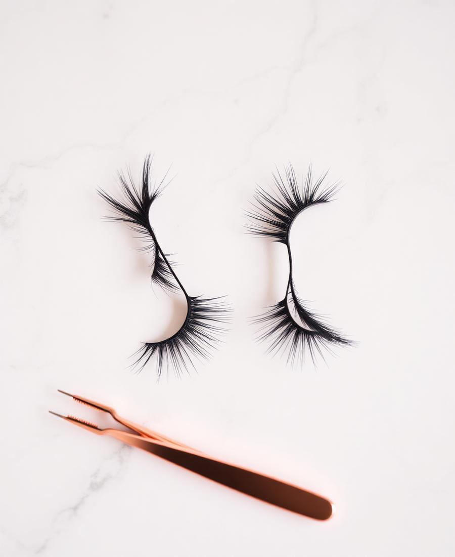 Natural and glam false lash styles side by side